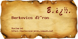Berkovics Áron névjegykártya